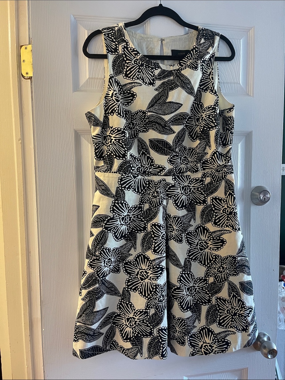 J. Crew Black & White Floral A-Line Dress